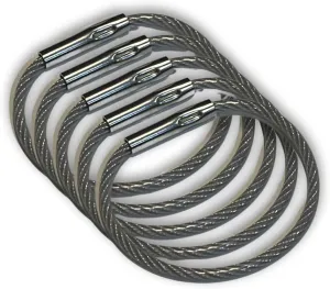 5.5" Clear Nylon Coated Stainless Steel Locking Wire Ring, Heavy Duty Aircraft Cable, Tamper Proof Seal, Crimp Wire Key Ring Loop, 50 Pack