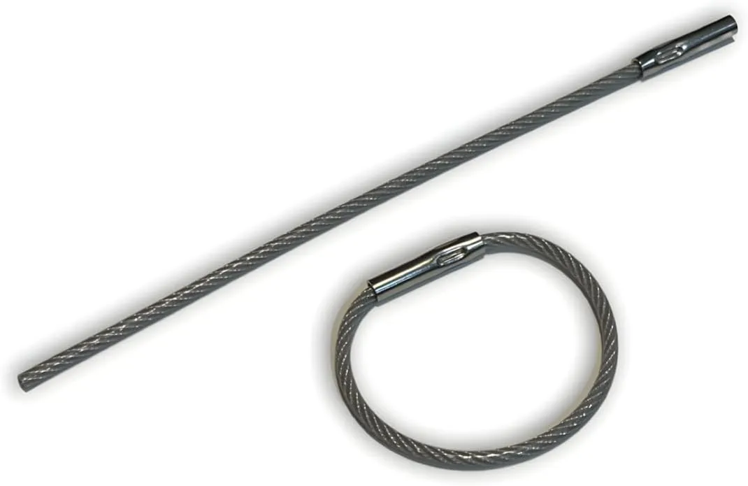 5.5" Clear Nylon Coated Stainless Steel Locking Wire Ring, Heavy Duty Aircraft Cable, Tamper Proof Seal, Crimp Wire Key Ring Loop, 50 Pack