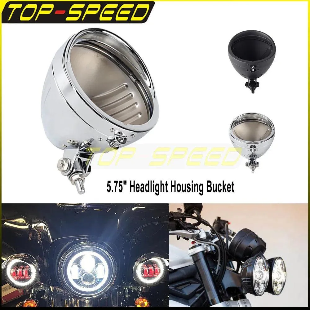 5.75" Universal Motorcycle Headlamp Housing Round Headlight Mount