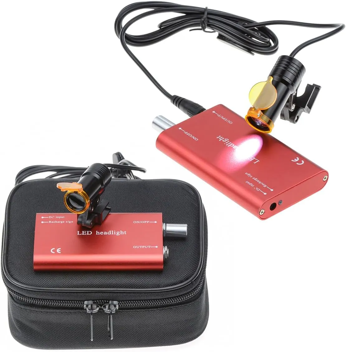 5W LED Portable Head Lamp Headlight,Headlamp with Insert Clip Filter for Binocular Loupes (Red), RA-007KSJZ