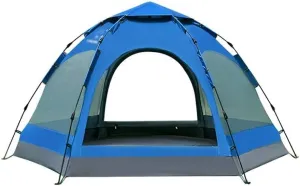 6-9 Person Hexagon Mongolian Yurt Camping Tent, Double-Layer, Waterproof, Windproof, UV-Resistant, Breathable Outdoor Tent