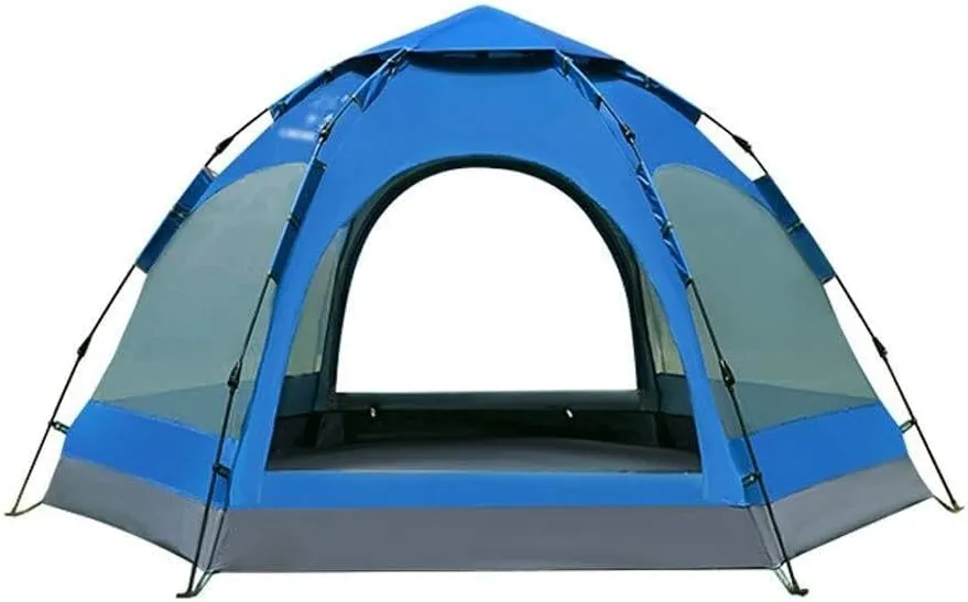 6-9 Person Hexagon Mongolian Yurt Camping Tent, Double-Layer, Waterproof, Windproof, UV-Resistant, Breathable Outdoor Tent