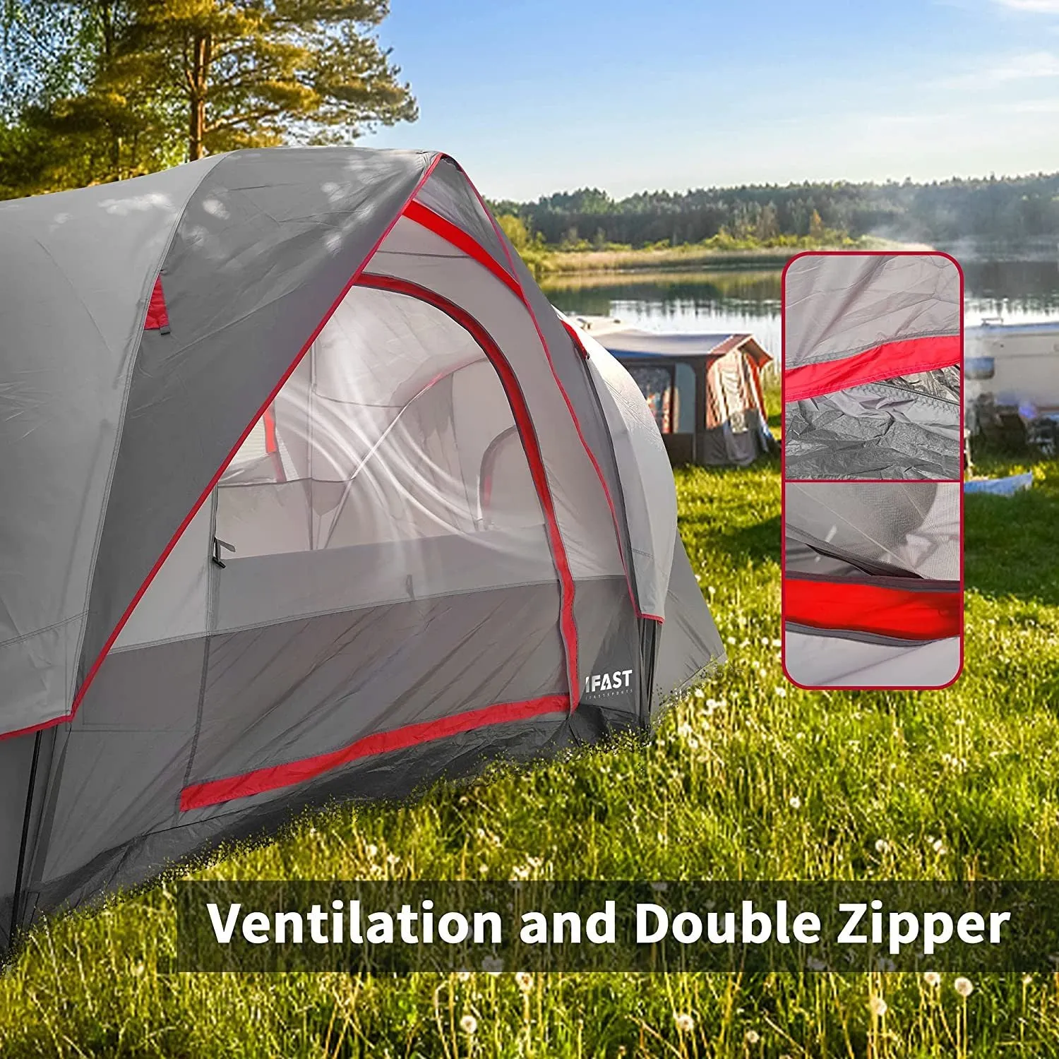 6 Person Easy Set Up Family Camping Tents with Carry Bag