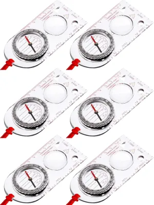 6 Pieces Orienteering Compass Hiking Navigation Backpacking Compass Map Reading for Scout Outdoor Camping Survival Gifts