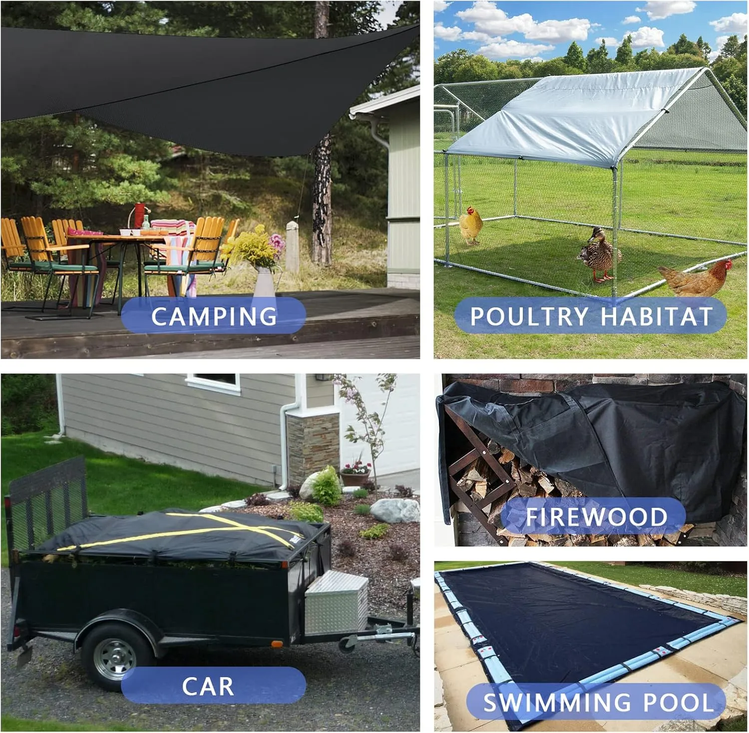 6.5x7Ft Waterproof Canvas Tarp Black，Heavy Duty Multipurpose Oxford Tarpaulin Cover for Canopy Tent, Roof, Boats, Pool, Woodpile, Robust, Rip & Tear Proof, 20mil