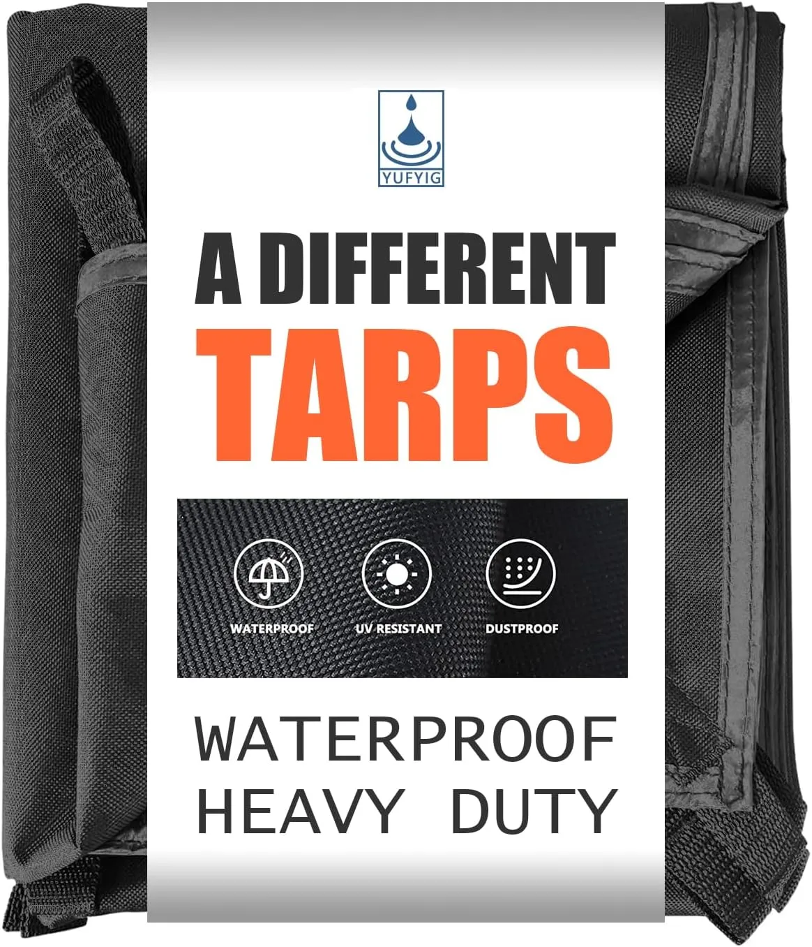 6.5x7Ft Waterproof Canvas Tarp Black，Heavy Duty Multipurpose Oxford Tarpaulin Cover for Canopy Tent, Roof, Boats, Pool, Woodpile, Robust, Rip & Tear Proof, 20mil