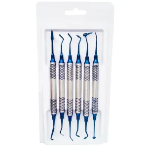 6pcs Dental Instrument Composite Resin Filling Spatula Titanium Plated Head Filler Thick Handle Restoration Set Dental Tool DN-2380