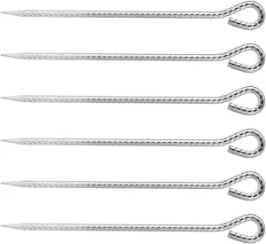 6Pcs Tent Stakes with Hook Unbreakable Ultralight Tent Nails Pegs for Trip Backpacking Backyard Hiking Picnic, 30CM