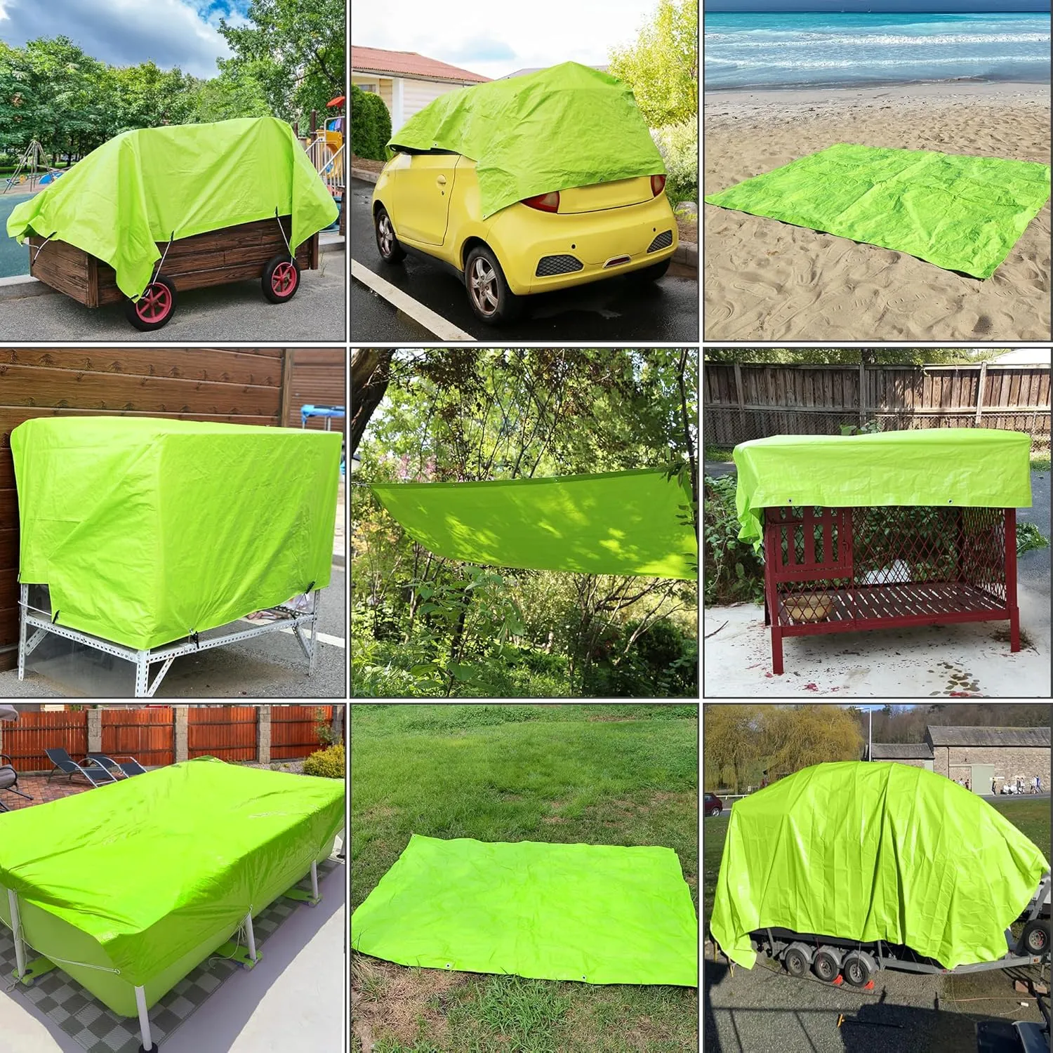 7 Mil Lime Green 12x16 Feet Tarp -Multifuctional Poly Tarp - Cover,Waterproof, UV Resistant, Weather Resistant