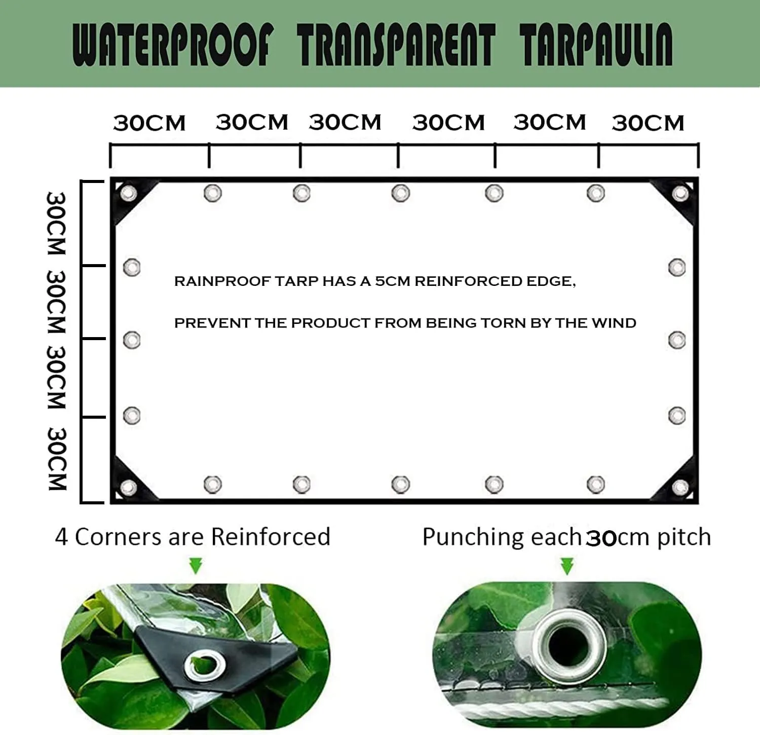 7' x 8' Clear Tarps Heavy Duty PVC Vinyl 14 Mil Thick Tarpaulin, Glass Tarpaulin with Metal Grommets, Protects Against Water,Cold Weather Resistan