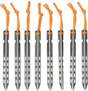 8 Pcs Titanium Tent Pegs, 16cm Ultralight Tent Nails Outdoor Camping Stakes Portable Camping Stakes V-Shaped Pegs with Pull Cords for Outdoor