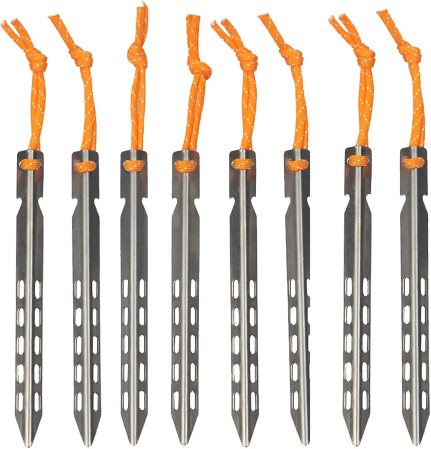 8 Pcs Titanium Tent Pegs, 16cm Ultralight Tent Nails Outdoor Camping Stakes Portable Camping Stakes V-Shaped Pegs with Pull Cords for Outdoor