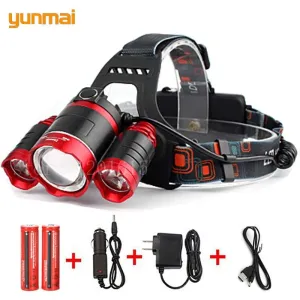 8000 lumen Camp XML-T6 2Q5 LED Headlight Headlamp Head Lamp Light Torch  2x18650 Rechargeable battery for fishing lampe frontale