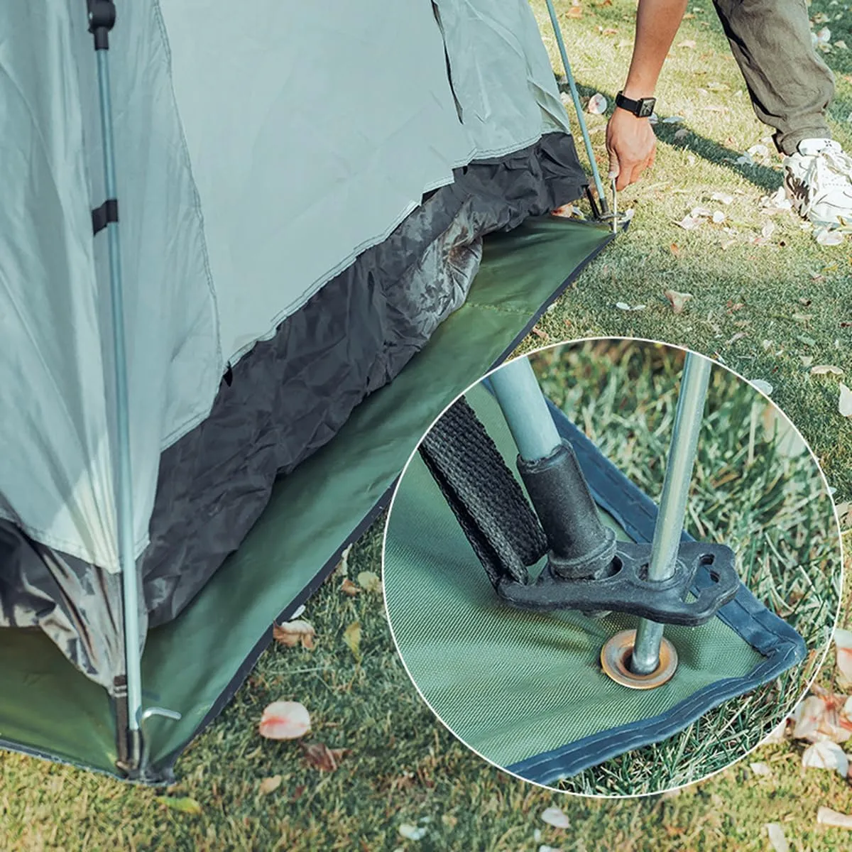 86.6" * 59" Tent Footprints Waterproof Camping Tarp 420D Oxford Cloth Outdoor Camping Moisture Proof Tent Floor Mat Groundsheet Ultralight Multi-Purpose Shading Trap with Tent Stakes