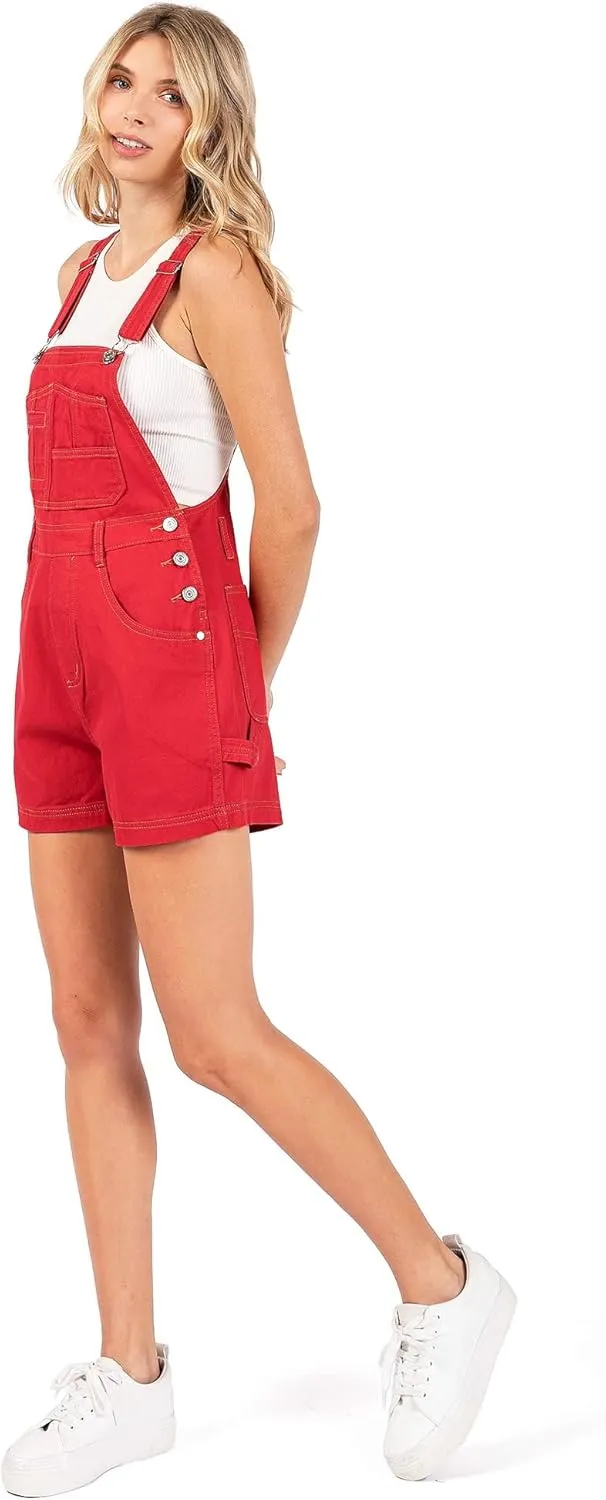 90s Retro Revolt Dungaree Utility Denim Short Overalls