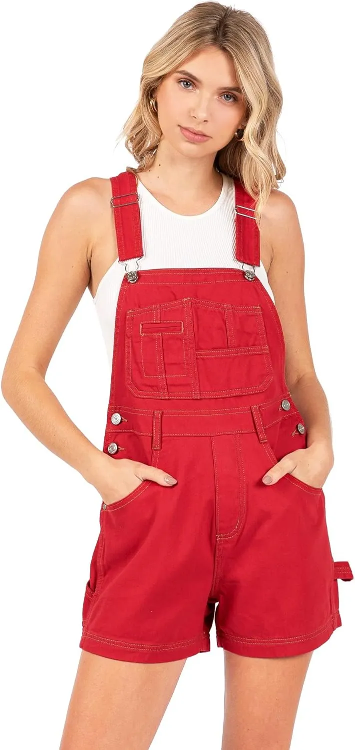 90s Retro Revolt Dungaree Utility Denim Short Overalls