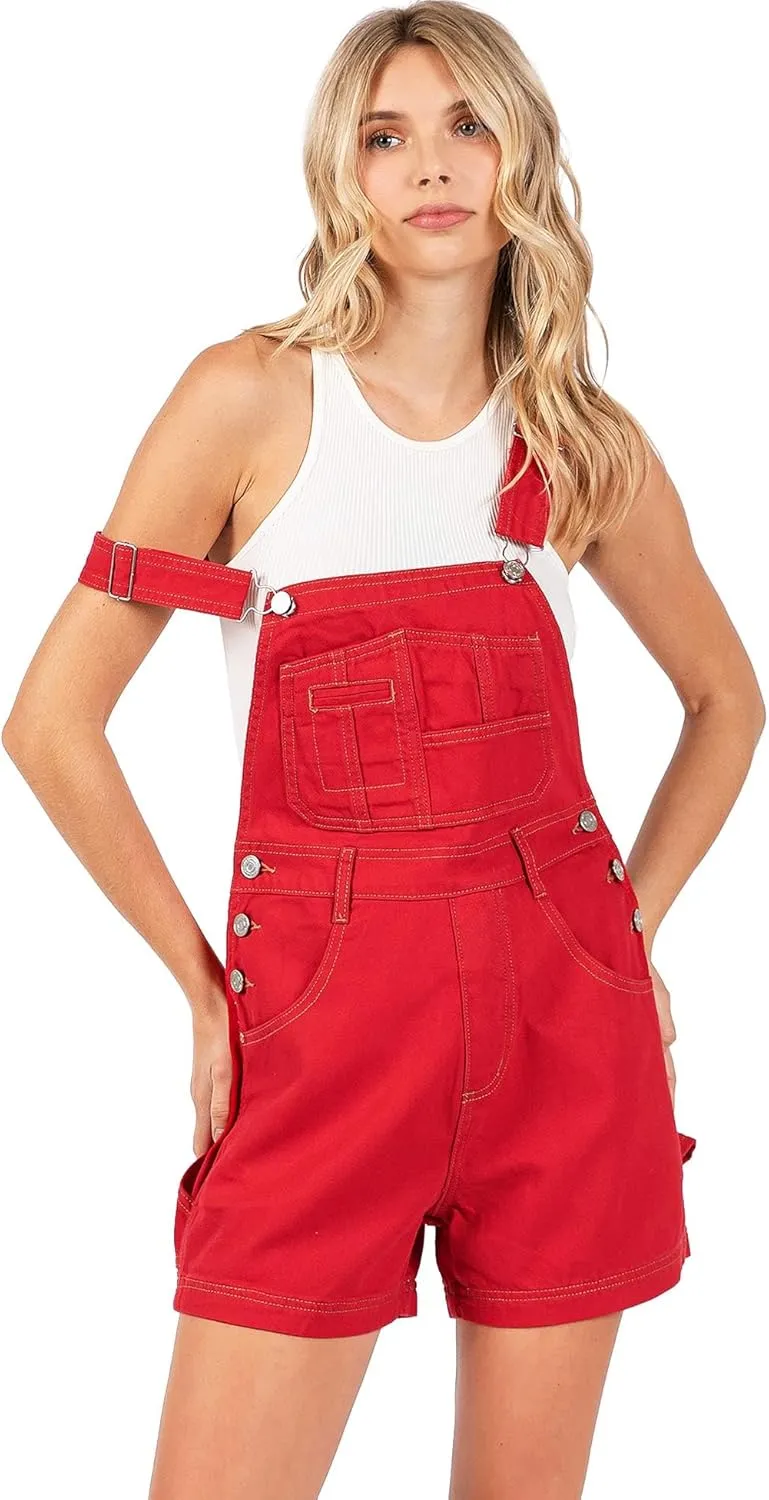 90s Retro Revolt Dungaree Utility Denim Short Overalls