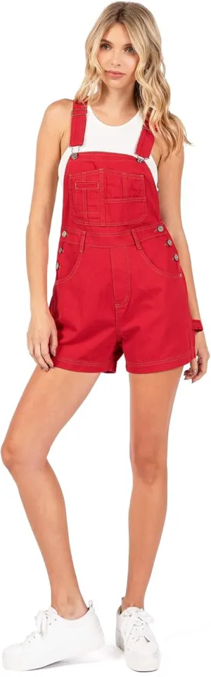 90s Retro Revolt Dungaree Utility Denim Short Overalls
