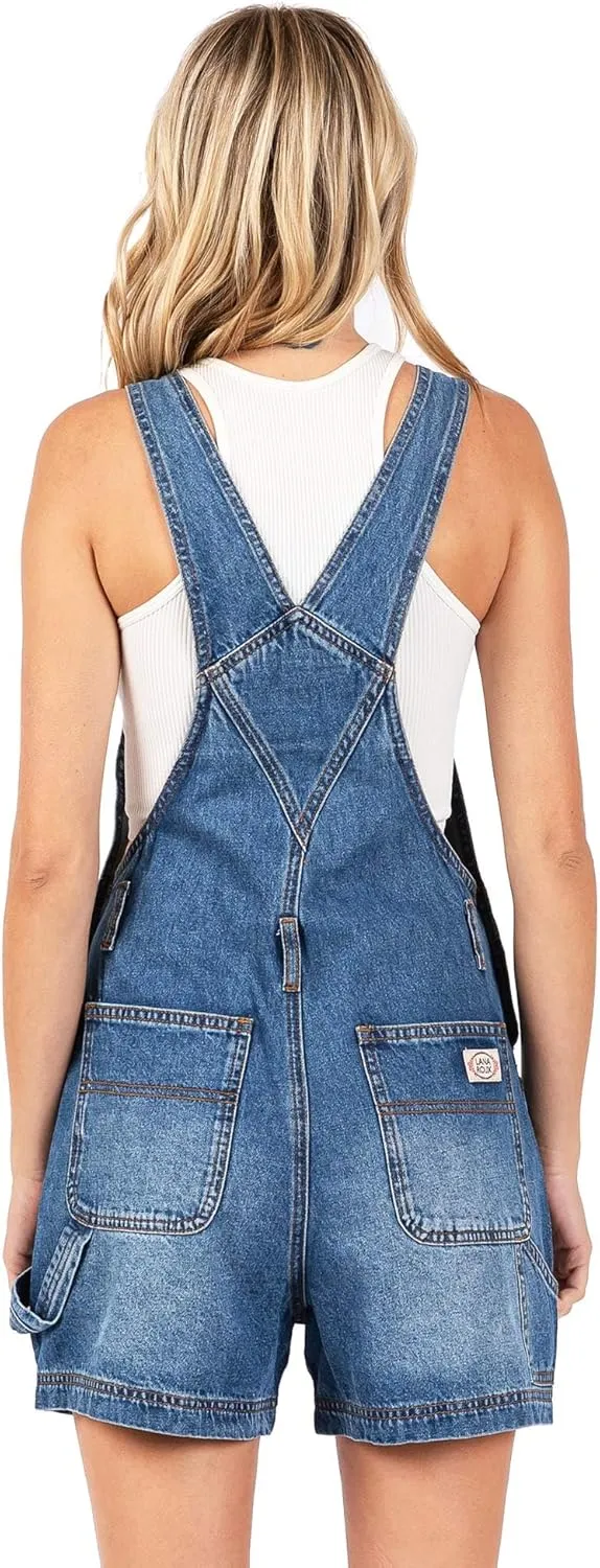 90s Retro Revolt Utility Denim Twill Romper Short Overalls