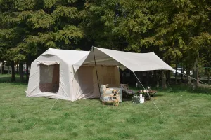 9.8 x13ft with Canopy, Inflatable Camping Tents with Hand Pump, Air Glamping Tents, Easy Setup Waterproof and Windproof Blow up Tent Beige