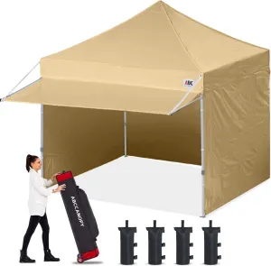 ABCCANOPY Pop up Canopy Tent with Awning and Sidewalls 10x10 Market -Series, Beige