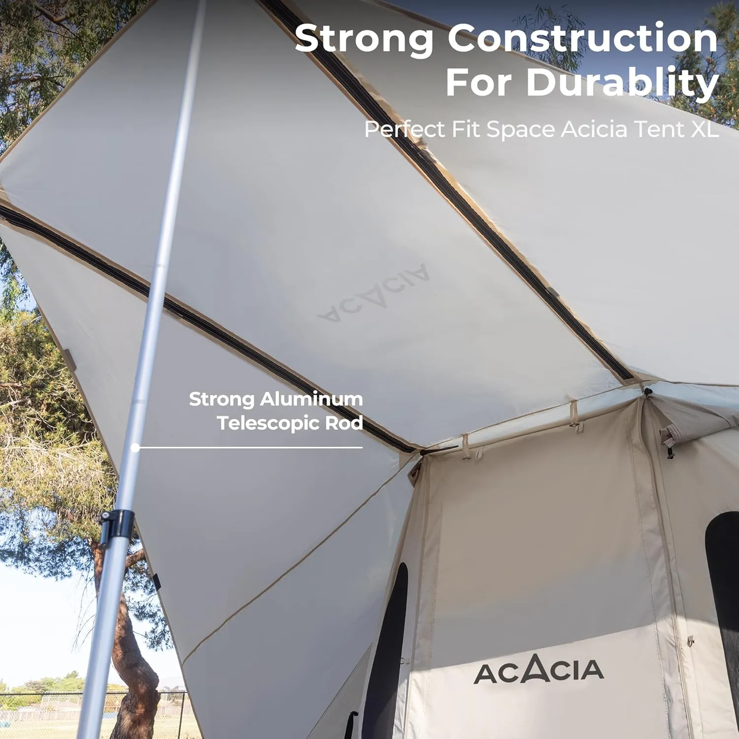 ACACIA Canopy XL for Space Acacia Camping System, PU2000 Waterproof Camping Tarp for 4 Season Camping, UPF50  Sunproof Tent Tarp with 4 Telescoping Poles, Carry Bag, Almond