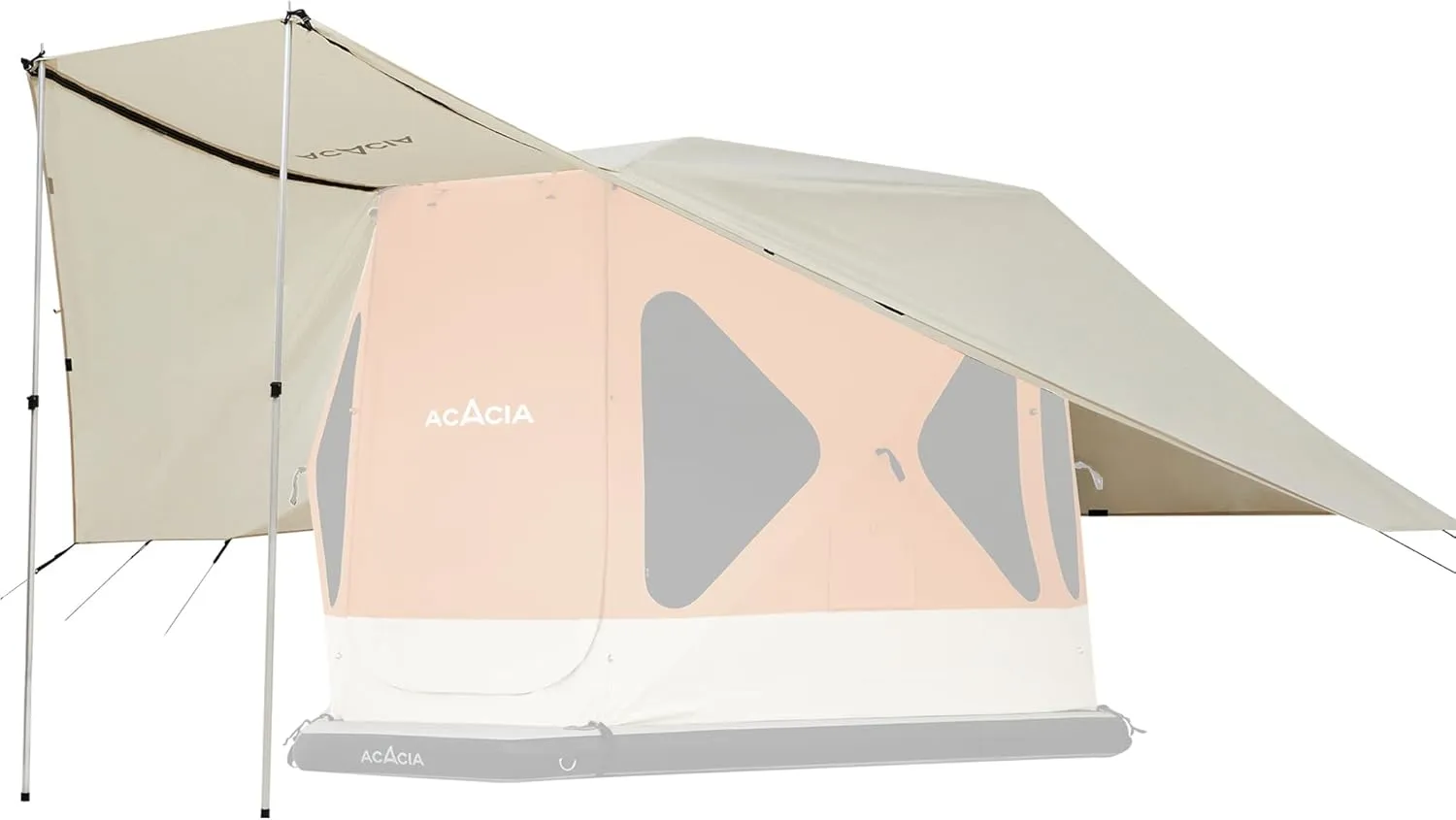ACACIA Canopy XL for Space Acacia Camping System, PU2000 Waterproof Camping Tarp for 4 Season Camping, UPF50  Sunproof Tent Tarp with 4 Telescoping Poles, Carry Bag, Almond