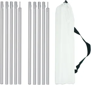 Adjustable Aluminum Camp Tent Pole Tarp Pole with Storage Bag Ultralight Compact Support Rods for Camping Awning Shelter Canopy (Color : 1 Pair 1.9m Poles)