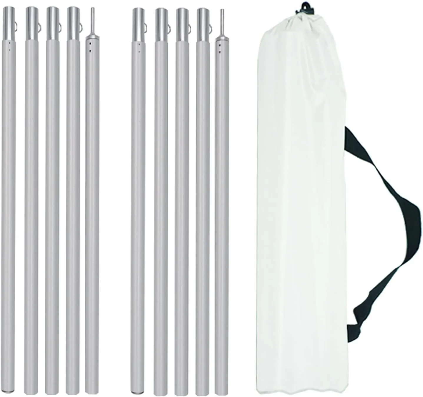 Adjustable Aluminum Camp Tent Pole Tarp Pole with Storage Bag Ultralight Compact Support Rods for Camping Awning Shelter Canopy (Color : 1 Pair 1.9m Poles)