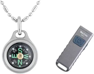 Adventure Ready Bundle: Mini Titanium Compass & Gray Multi-Mode Mini Flashlight with 4 Light Settings - Durable, Compact Survival Gear for Navigation, Exploration, and Everyday Use