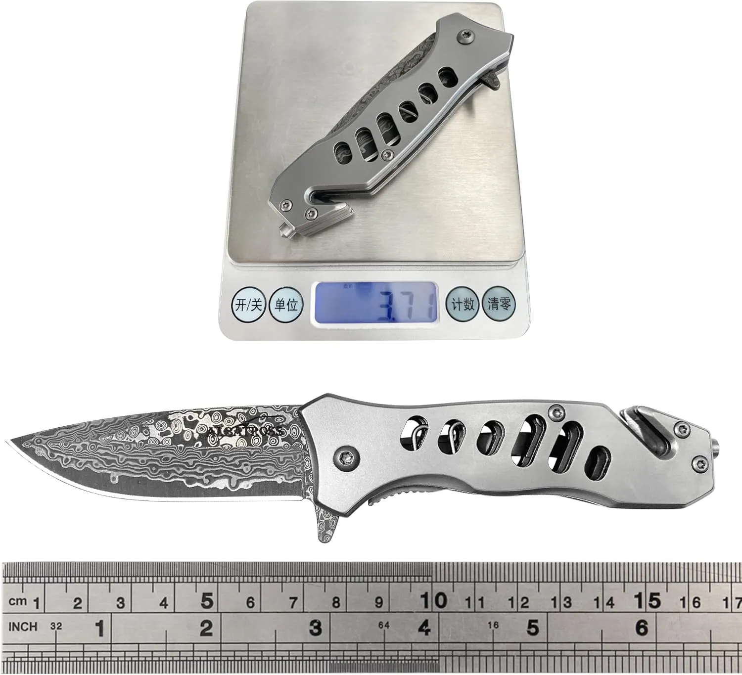 ALBATROSS EDC Cool Tactical Folding Pocket Knife with Modern Damascus Steel Blade, SpeedSafe Spring Assisted Opening Knifes with Liner Lock,Pocketclip,Glass Breaker,Rope Cutter, Gifts Box(Grey)