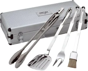 All-Clad Professional Tools with Case Stainless Steel BBQ Tool Set 4 Piece Pots and Pans, Cookware Silver