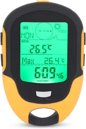 Altimeter Barometer, Mobile Weather Device Altimeter Barometer Compass Hygrometer Thermometer, Multifunctional Handheld Altimeter with LCD Display for Hiking Camping Outdoor Sports