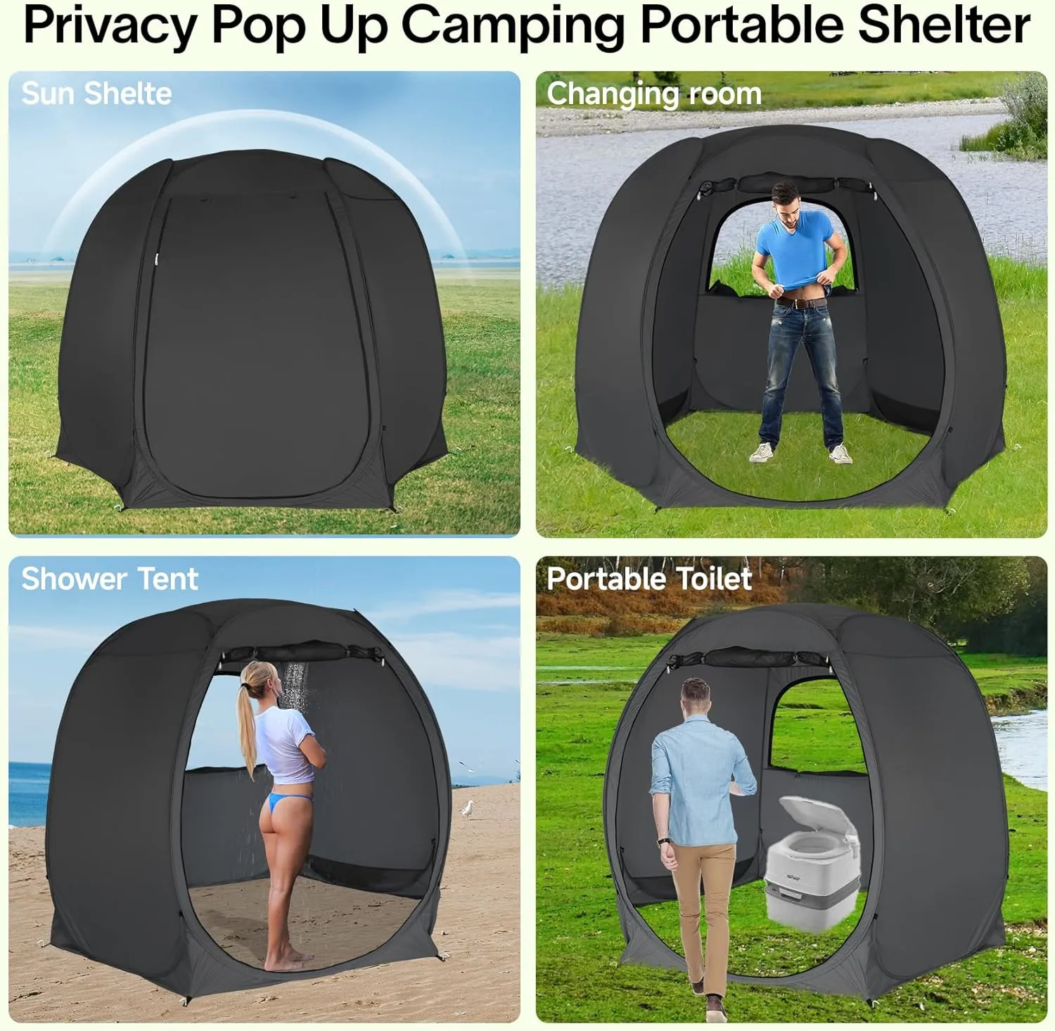 Alvantor Pop Up Screen Tent House Room Instant Outdoor Camping Canopy Sun Shelter Gazebo for Patio, Backyard & Deck, Privacy Tent(2-10 People, 8'x8' 10'x10' 12'x12')