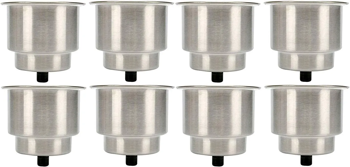 Amarine Made 8pcs Stainless Drink Holder with Drain, Multi-Use Boat Cup Holders