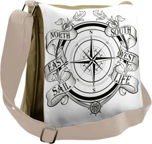 Ambesonne Compass Messenger Bag, Navigation Device Sail, Unisex Cross-body