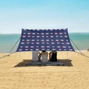 American Patriotic Stars and Stripes Beach Camping Tent Sun Shelter for Whole Family, Beach Shade Canopy with UPF50  UV Protection,Easy Set Up and Carry,Outdoor Shade for Trips, Fishing, Backya