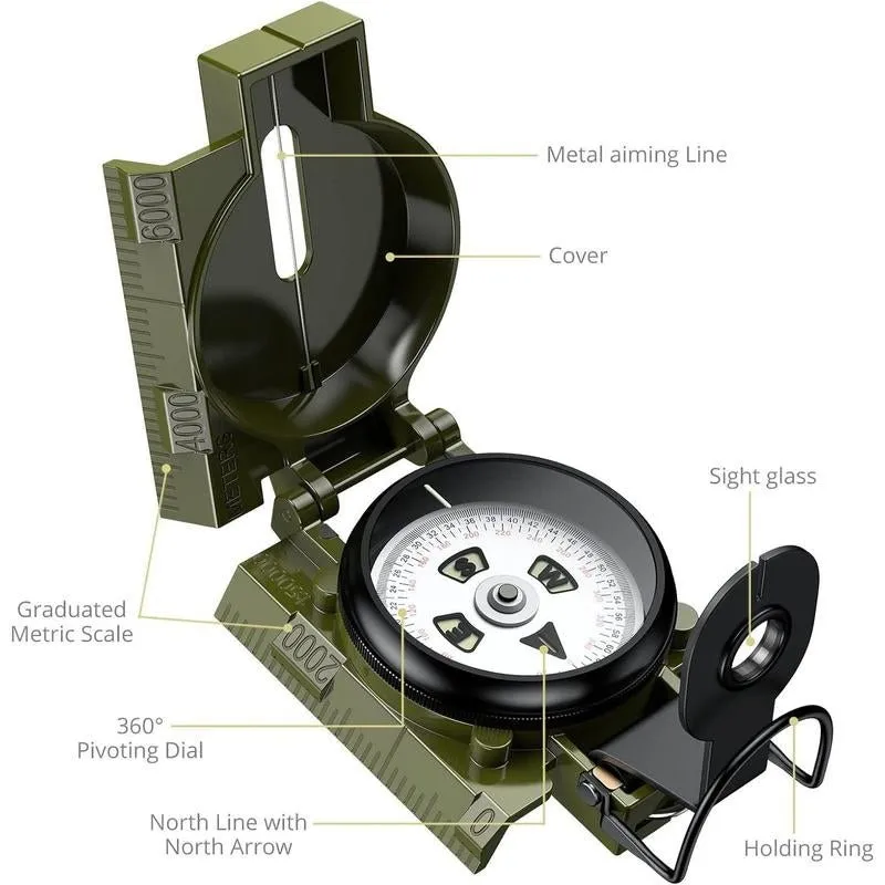Anbte professional hiking compass with 3000 gauss magnetic intensity
