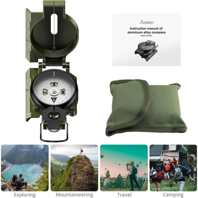 Anbte professional hiking compass with 3000 gauss magnetic intensity