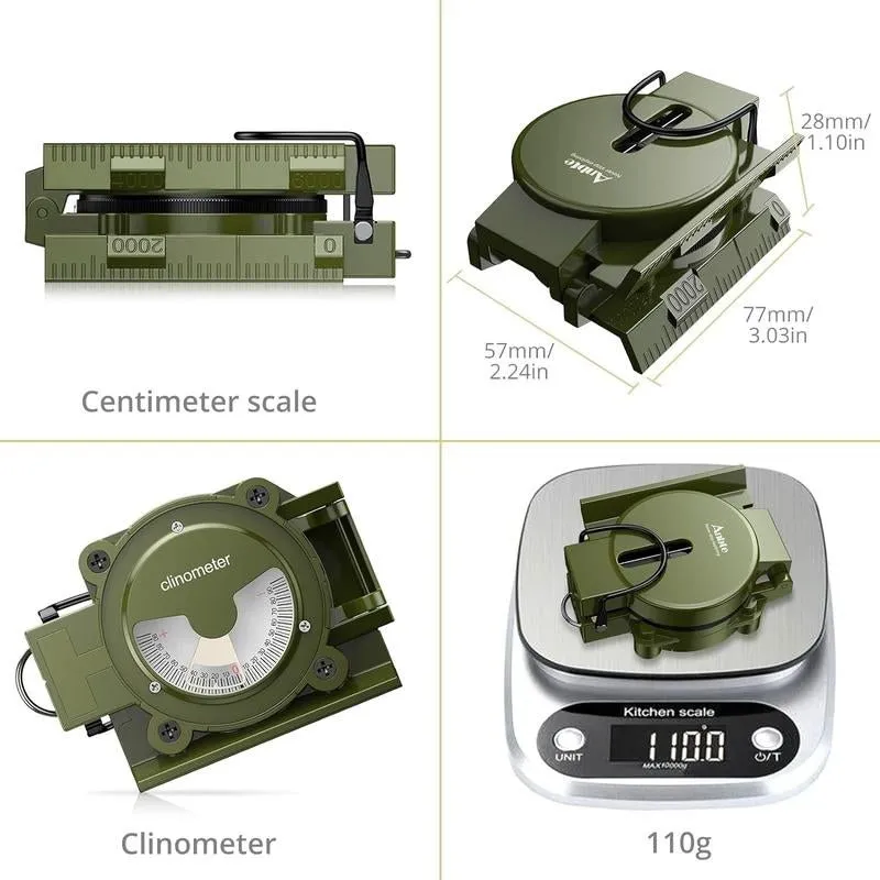 Anbte professional hiking compass with 3000 gauss magnetic intensity