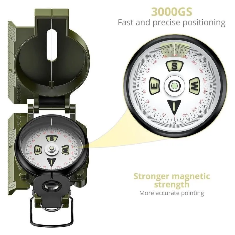 Anbte professional hiking compass with 3000 gauss magnetic intensity