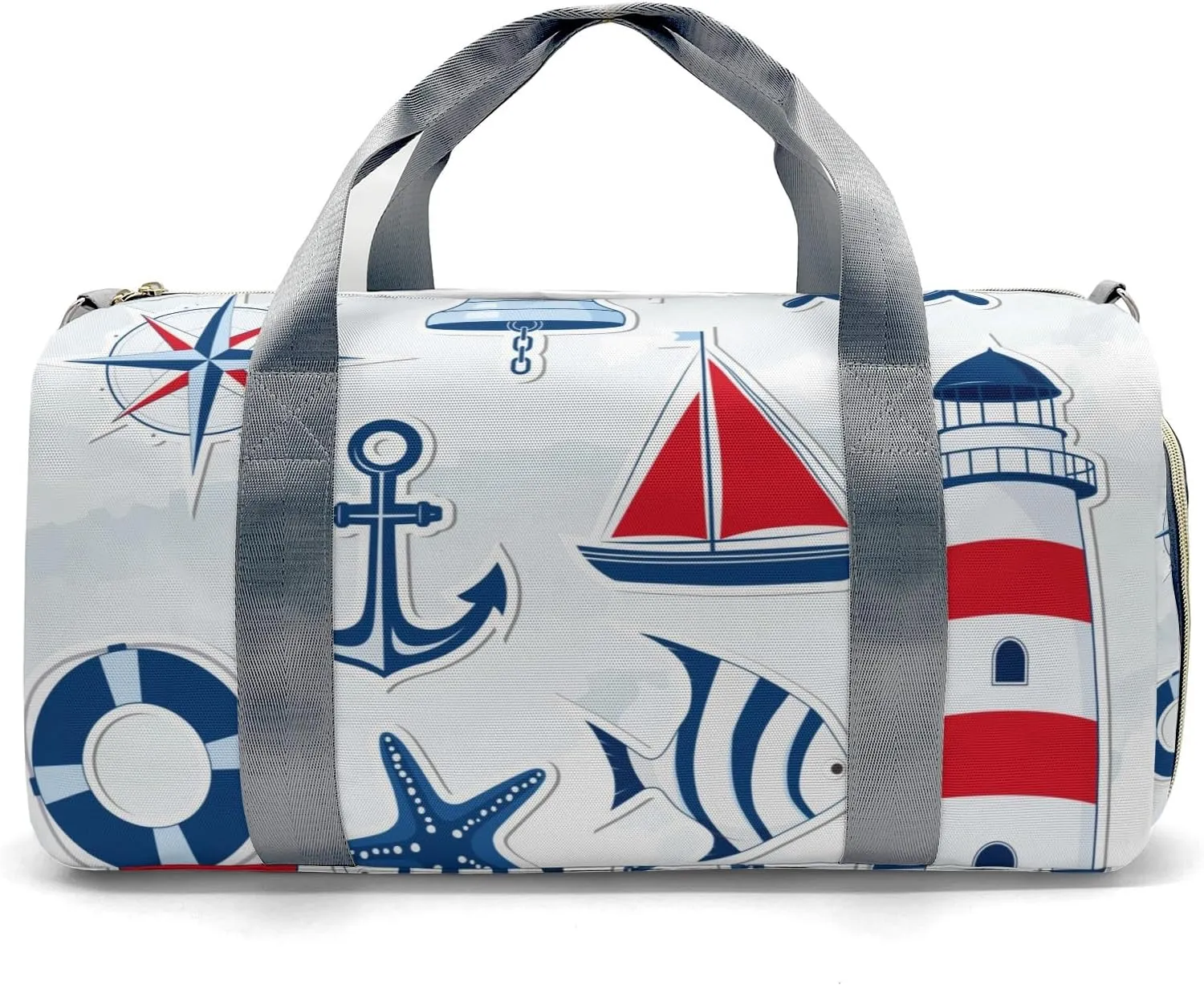 Anchor Compass Ocean Personalized Duffel Bag,Custom Travel Gym Bag with Name,Waterproof Sports Overnight Bag with Shoe Compartment & Shoulder Strap