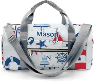 Anchor Compass Ocean Personalized Duffel Bag,Custom Travel Gym Bag with Name,Waterproof Sports Overnight Bag with Shoe Compartment & Shoulder Strap