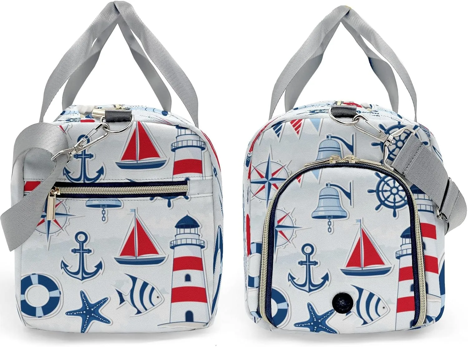 Anchor Compass Ocean Personalized Duffel Bag,Custom Travel Gym Bag with Name,Waterproof Sports Overnight Bag with Shoe Compartment & Shoulder Strap