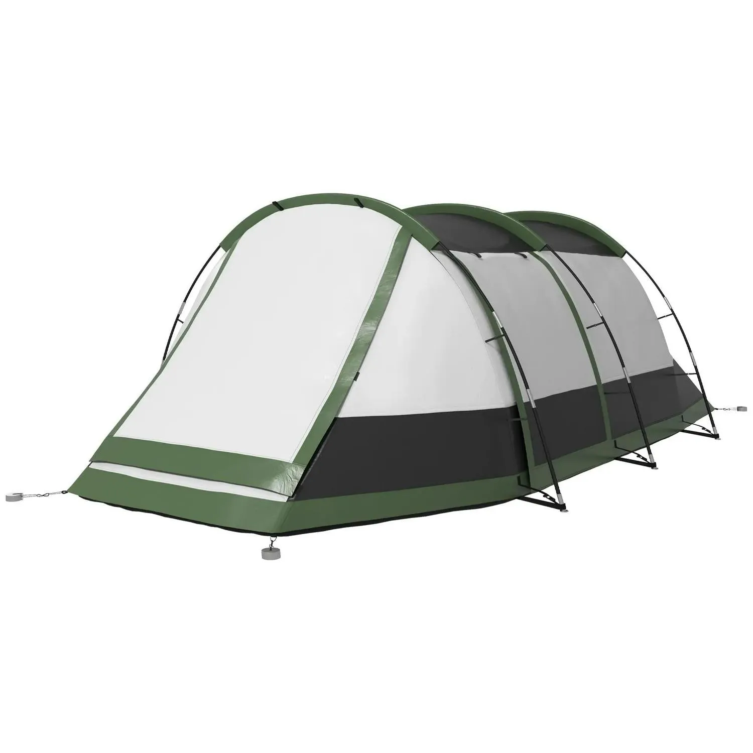 And Green Outsunny With - Three-Man Multi-purpose Tent, Two Fully automated Camping Porch Rooms