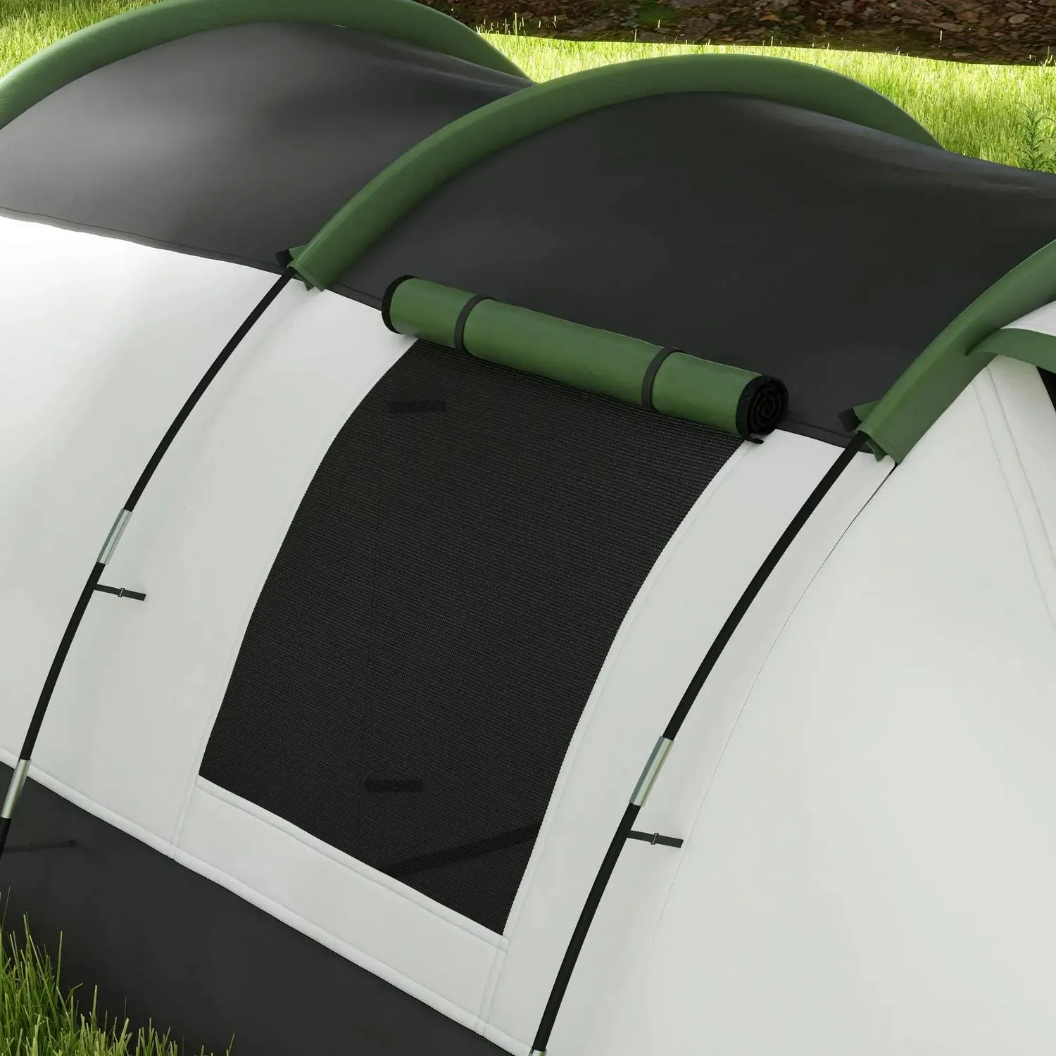 And Green Outsunny With - Three-Man Multi-purpose Tent, Two Fully automated Camping Porch Rooms