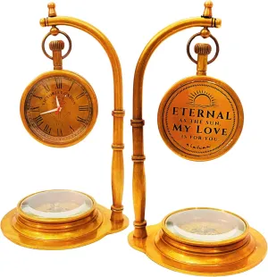 Anniversary Table Clock Compass | Romantic Vintage Lovers Decor for Him Her | Wedding Anniversary 50th 40th 25th 20th 1st Gift Idea for Husband Wife Boyfriend Girlfriend (Eternal Love - NEO)
