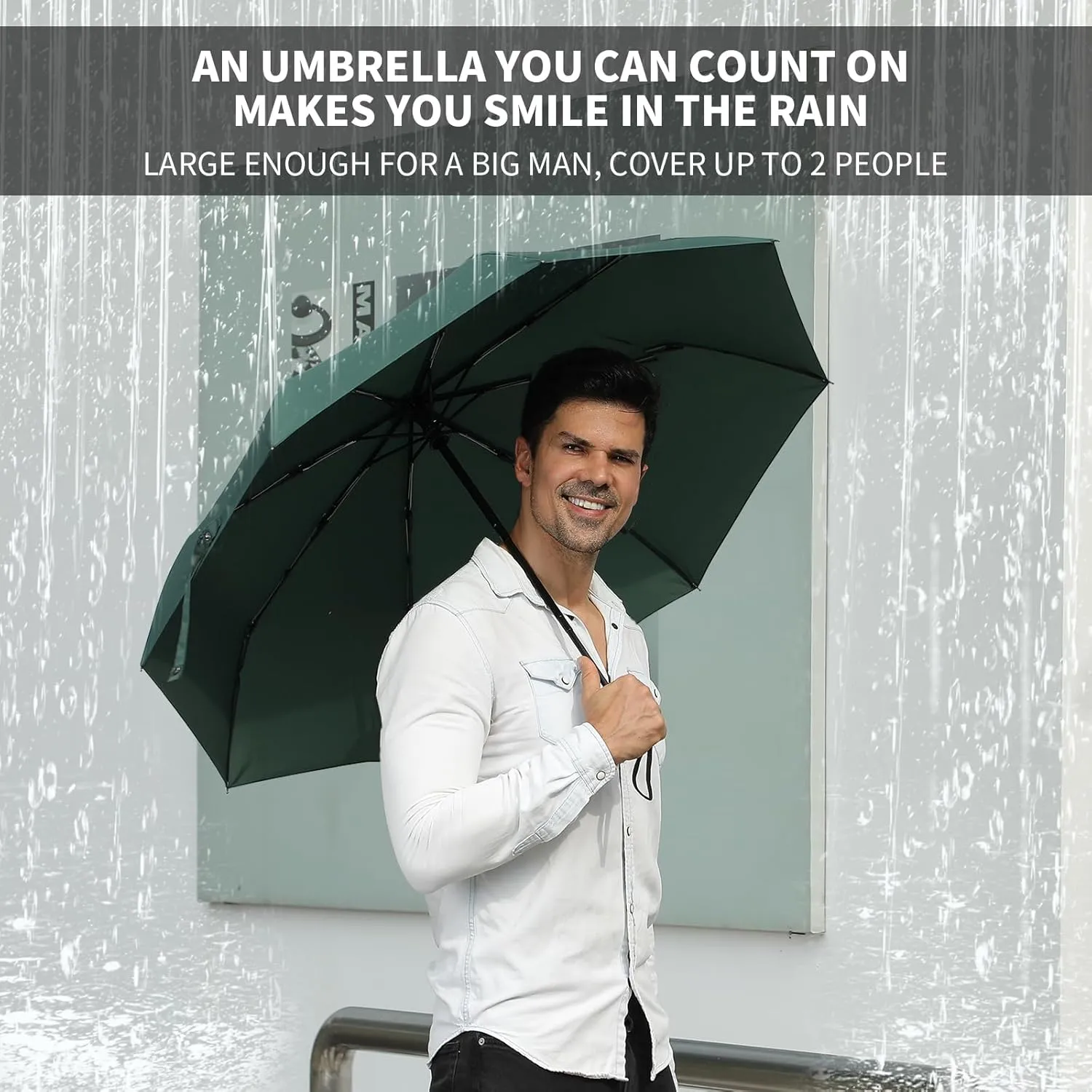 Anntrue Windproof Travel Umbrella, Auto Open Close Lightweight Compact Portable Backpack Folding Umbrella, Perfect for Car, Purse, Men and Women(Dark Green)