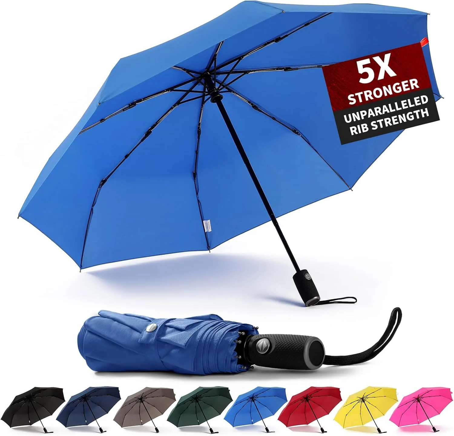 Anntrue Windproof Travel Umbrella, Auto Open Close Lightweight Compact Portable Backpack Folding Umbrella, Perfect for Car, Purse, Men and Women(Sky Blue)