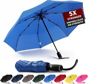 Anntrue Windproof Travel Umbrella, Auto Open Close Lightweight Compact Portable Backpack Folding Umbrella, Perfect for Car, Purse, Men and Women(Sky Blue)
